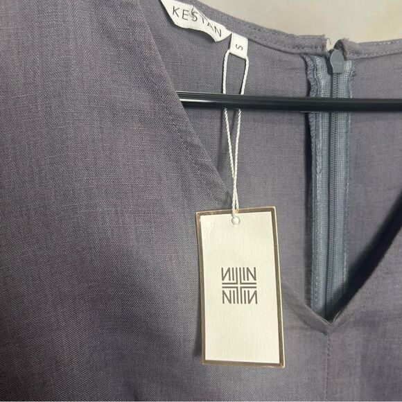 Anthropologie Kestan Alton Gray Sleeveless Organic Cotton Linen Blend Dress - Picture 14 of 14